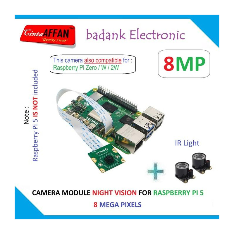 Camera Module 8MP Night Vision (with-IR) for Raspberry Pi 4B / Raspberry Pi 3B