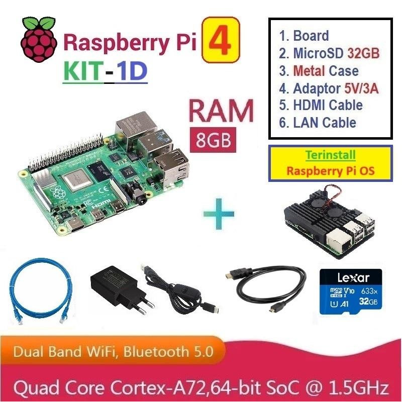 KIT-1D  Raspberry Pi 4 (8GB RAM) - Complete SET (with Metal Case)