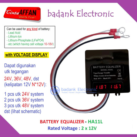 HA11L Battery Equalizer WITH VOLTAGE DISPLAY Lead Acid VRLA 2x12V SERI