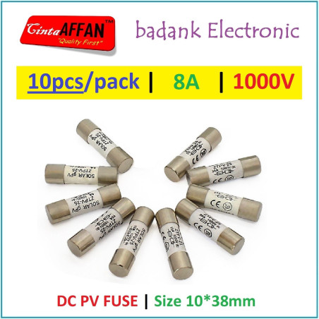 10pcs/pack - Solar PV Fuse Link DC 8A 1000V Size 10x38mm