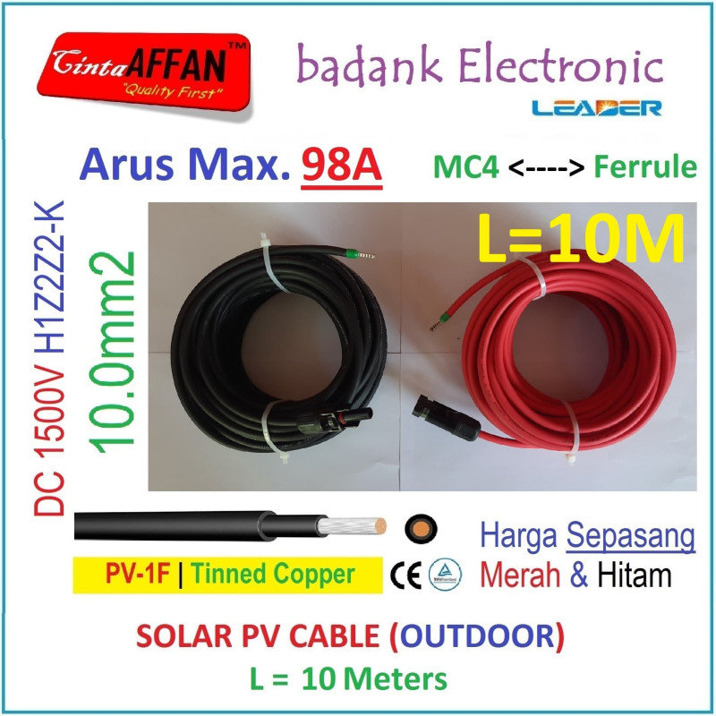 MC4 --- Ferrule PV Cable 1500V H1Z2Z2-K 10mm2 Tinned copper L10M