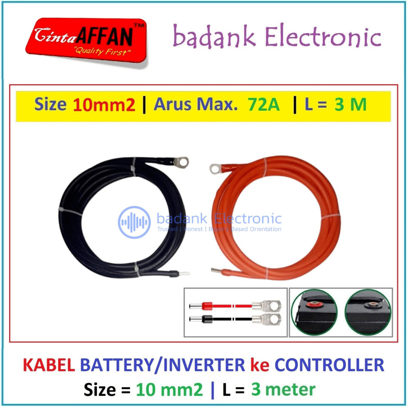 Kabel 10 mm2 Inverter / Battery ke MCB / SCC Panel Surya L  3 meter