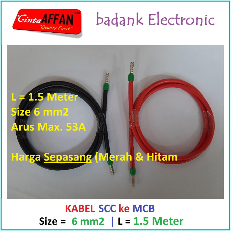 Kabel 6 mm2 Solar Charge Controller SCC ke MCB Battery Aki L  1.5 M