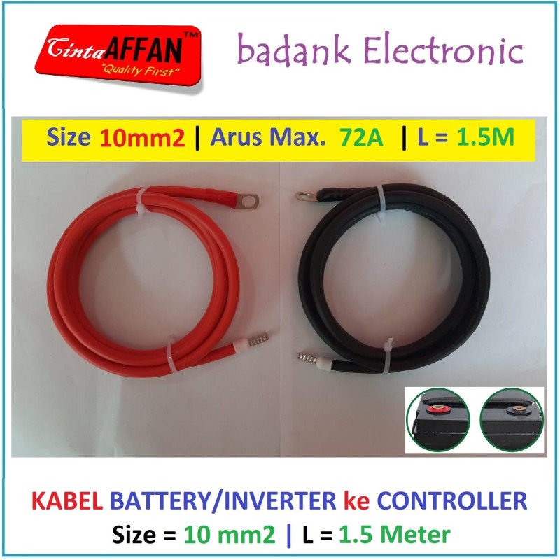 Kabel 10 mm2 Inverter / Battery ke MCB / SCC Panel Surya L  1.5 meter