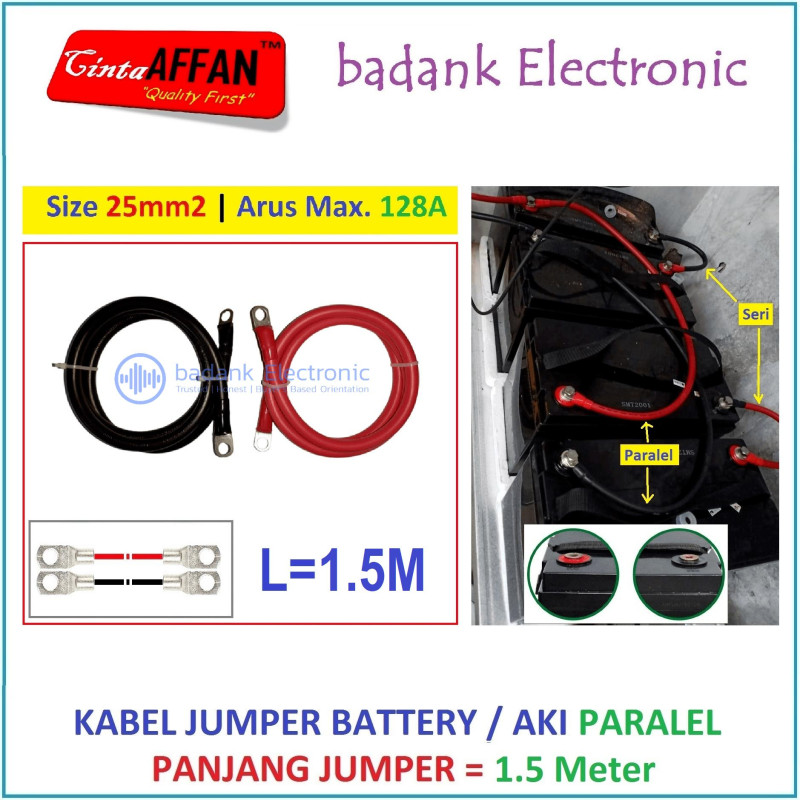 Kabel Jumper Battery PARALEL Size 25 mm2 L  1.5 meter Panel Surya Aki