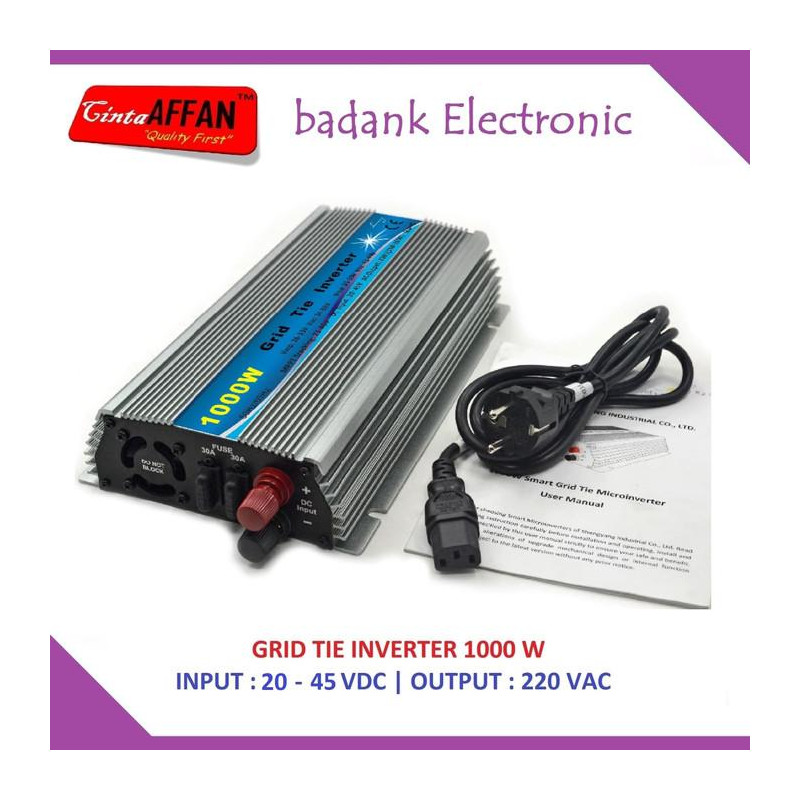 On Grid Tie Inverter GTI 1000W 20-45VDC Solar Panel Surya 1000 W