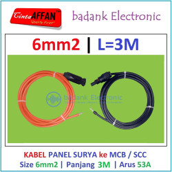 Sepasang Kabel 6 mm2 dari MC4 Panel Surya ke MCB / SCC L  3 meter