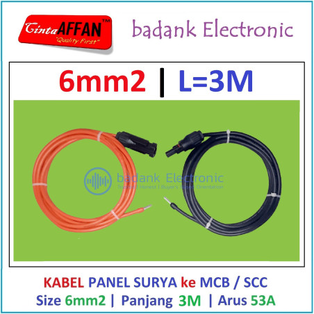 Sepasang Kabel 6 mm2 dari MC4 Panel Surya ke MCB / SCC L  3 meter