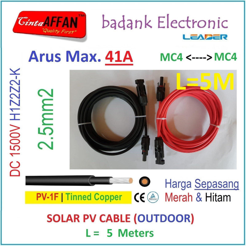 MC4 --- MC4 PV Cable 1500V H1Z2Z2-K 2.5mm2 Tinned copper L5 Meter