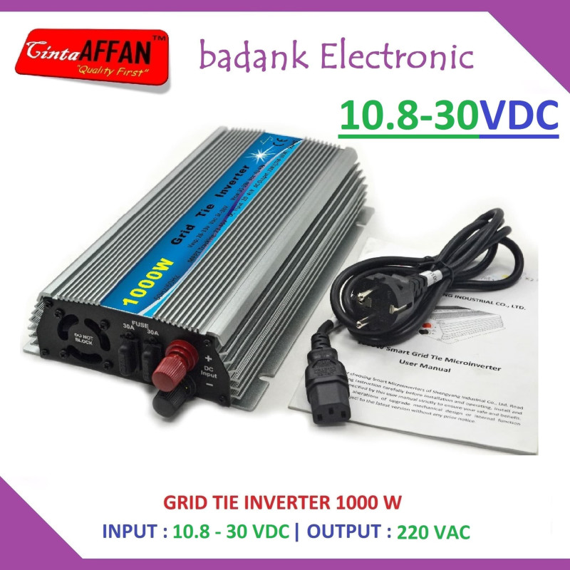 On Grid Tie Inverter GTI 1000W 10.8-30VDC Solar Panel Surya 1000 W