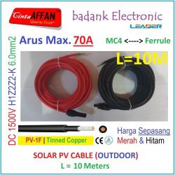 PV Cable 1500V H1Z2Z2-K 6mm2 Tinned copper L10 Meter MC4 -- Ferrule