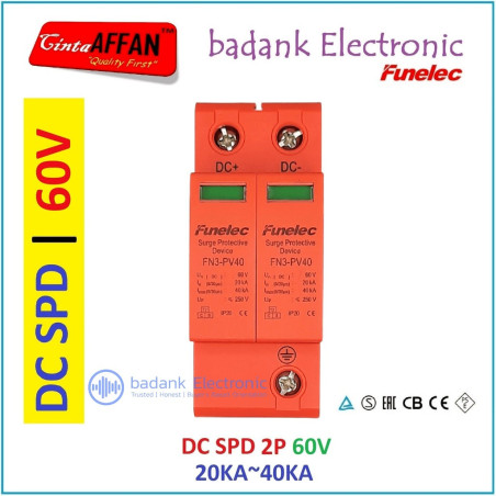 DC SPD 2P 60V 20-40KA Surge Arrester Protect Device Solar Panel Surya