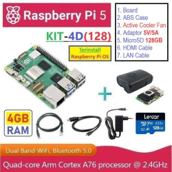 KIT-4D(128)  Raspberry Pi 5 (4GB RAM) - Complete SET (MicroSD 128GB)