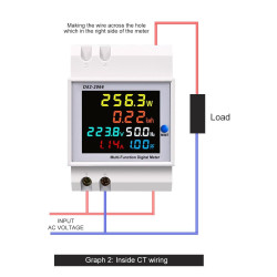 MultiFunction Electricity Power Meter 220V 100A Built-in Internal CT
