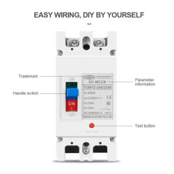 MCCB DC 2P 200A 600V Molded Case Circuit Breaker Panel Surya PLTS