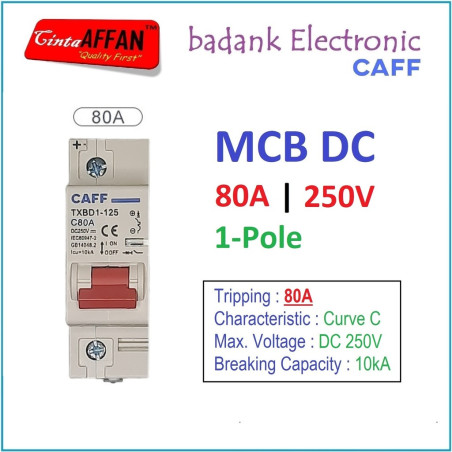 CAFF MCB DC C80 80A 250V 1P Circuit Breaker Solar PV Panel Surya PLTS