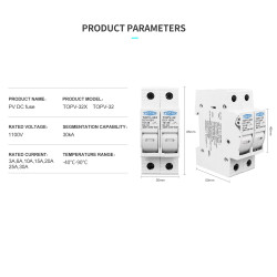 2A - PV DC Fuse Holder 2P with Fuse 2 A 1000V Solar Cell Panel Surya