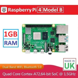 Raspberry Pi 4 Model B - 1GB RAM Quad core Cortex-A72 (ARM v8) 64-bit SoC 1.8GHz Raspberry Pi 4B