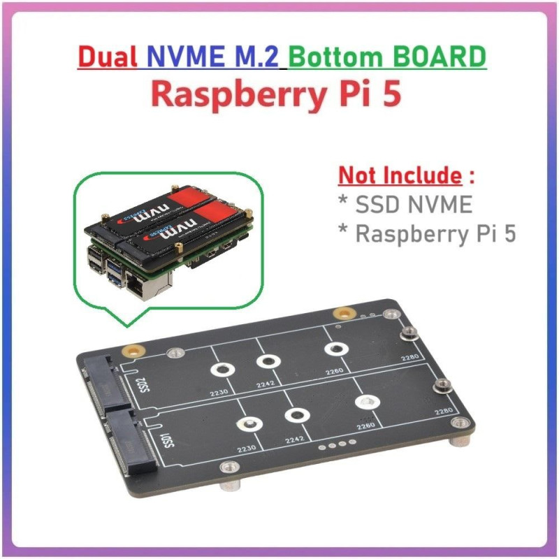 SUPTRONICS X1005 Dual NVMe SSD Bottom Shield for Raspberry Pi 5