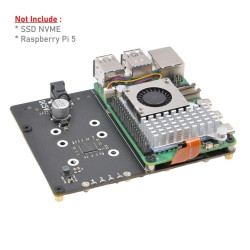 SUPTRONICS X1011 PCIe 2.0 to Quad M.2 NVMe 4 SSD Bottom Shield with METAL CASE for Raspberry Pi 5