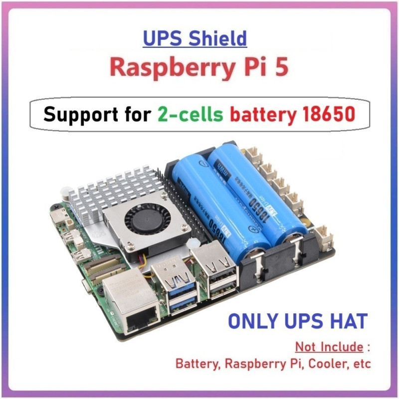 SUPTRONICS X1201 UPS Shield 5.1V 5A 2-Cell 18650 Batt Holder