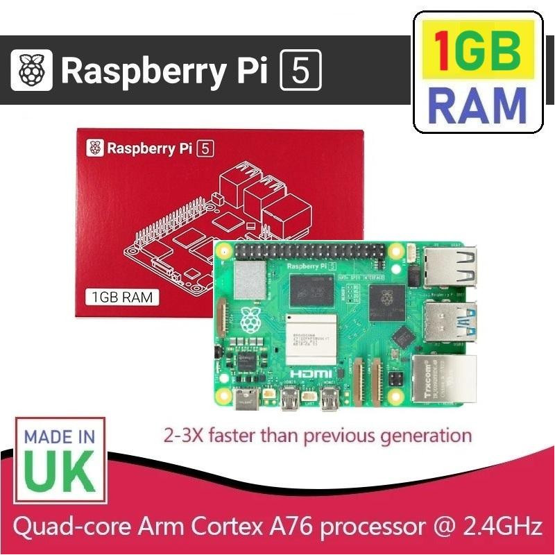 Raspberry Pi 5 - 1GB RAM Quad-Core Processor 2.4GHz