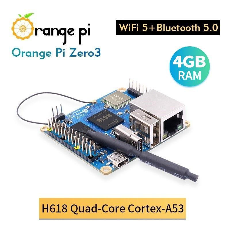 Orange Pi Zero 3 - 4GB RAM CPU Allwinner H618 Quad-core Cortex-A53 WiFi 5Bluetooth 5.0