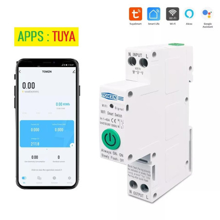 TUYA WIFI SWITCH 2P Energy kWh Power Monitor 40A