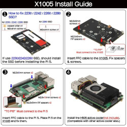 SUPTRONICS X1005 Dual NVMe SSD Bottom Shield with METAL CASE for Raspberry Pi 5