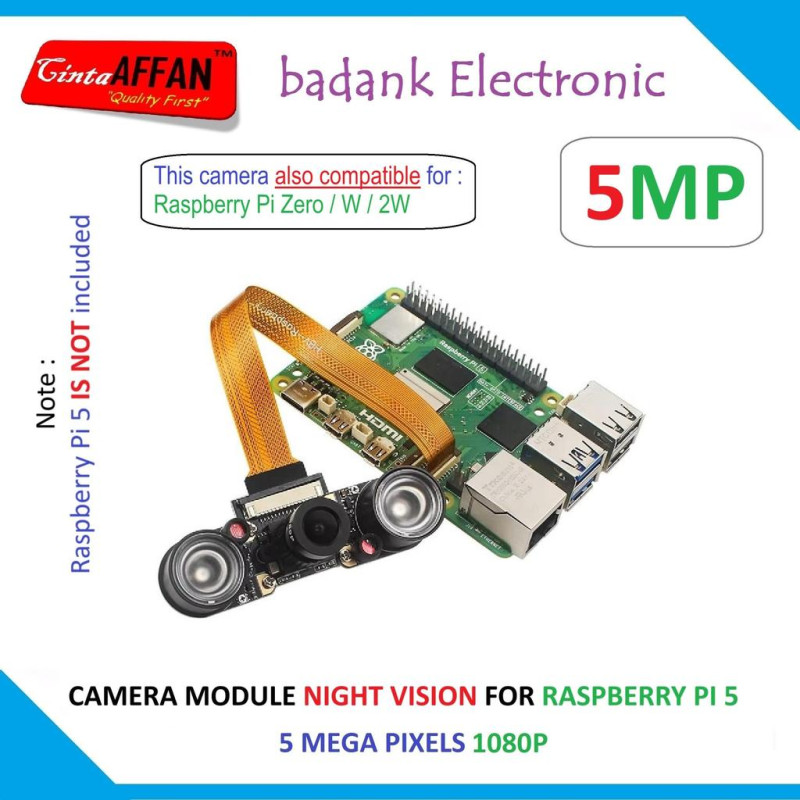 Camera Module 5MP Night Vision (with-IR) for Raspberry Pi 5
