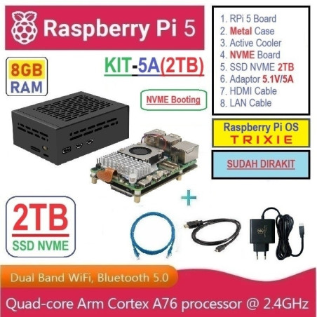 KIT-5A(2TB)  Raspberry Pi 5 (8GB RAM) KIT NVME SSD 2TB - Complete SET