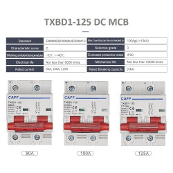 CAFF MCB DC C80 80A 1000V 2P Circuit Breaker Solar PV Panel Surya PLTS