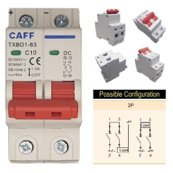 CAFF MCB DC 2P 1000V C10 10A Circuit Breaker Solar PV Panel Surya PLTS