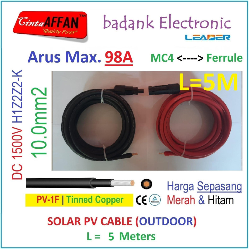 MC4 --- Ferrule PV Cable 1500V H1Z2Z2-K 10mm2 Tinned copper L5M