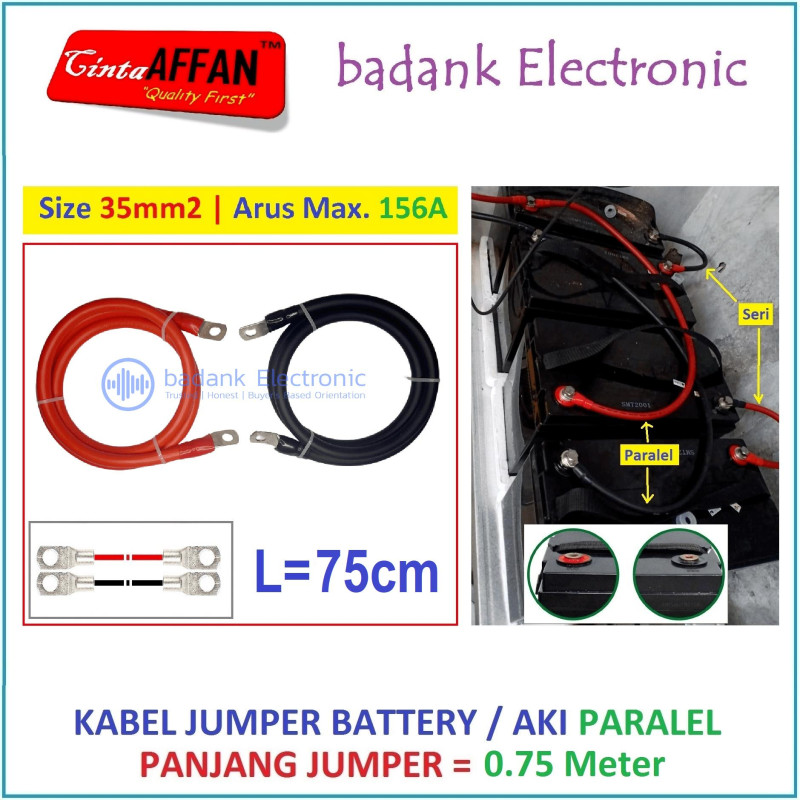 Kabel Jumper Battery PARALEL Size 35 mm2 L  0.75 meter Panel Surya