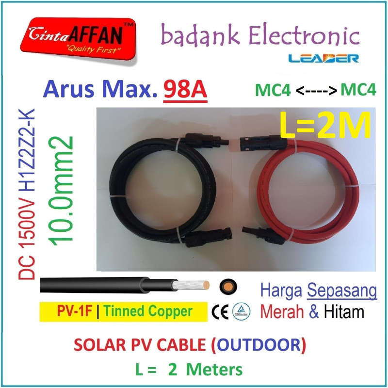 MC4 --- MC4 PV Cable 1500V H1Z2Z2-K 10mm2 Tinned copper L2 Meter