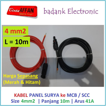 Sepasang Kabel 4 mm2 dari MC4 Panel Surya ke MCB / SCC L  10 meter