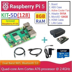 KIT-5D(128) : Raspberry Pi 5 (8GB RAM) - Complete SET (MicroSD 128GB)