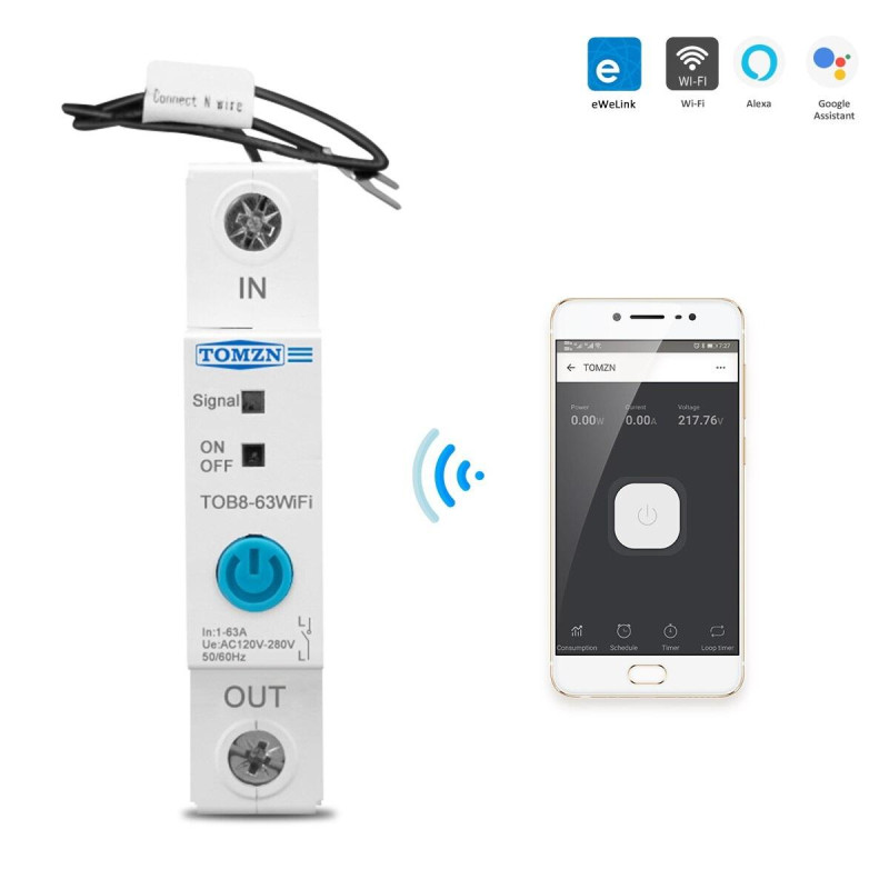 Ewelink WIFI ON-OFF Energy kWh Power Monitor 1-Phase 63A 1-Pole
