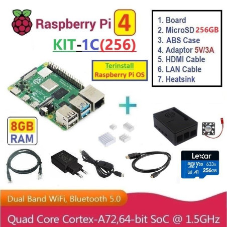 KIT-1C(256)  Raspberry Pi 4 (8GB RAM) - Complete SET (MicroSD 256GB)