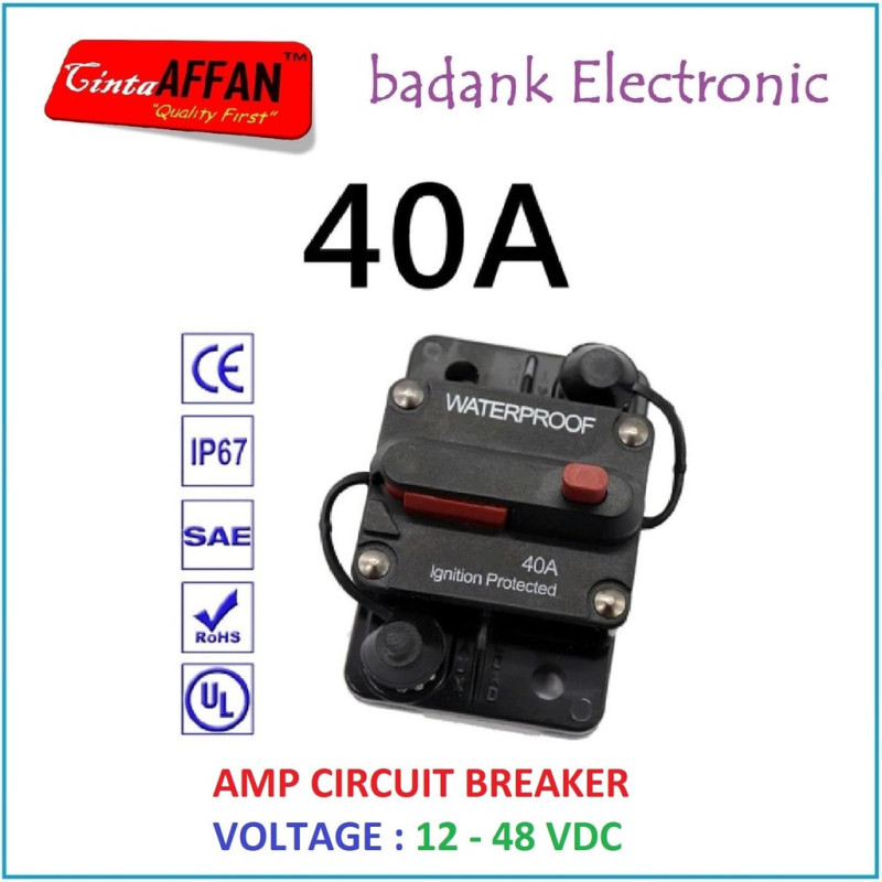 40A Thermal Circuit Breaker DC 12-48V 40A Solar Panel Surya Battery