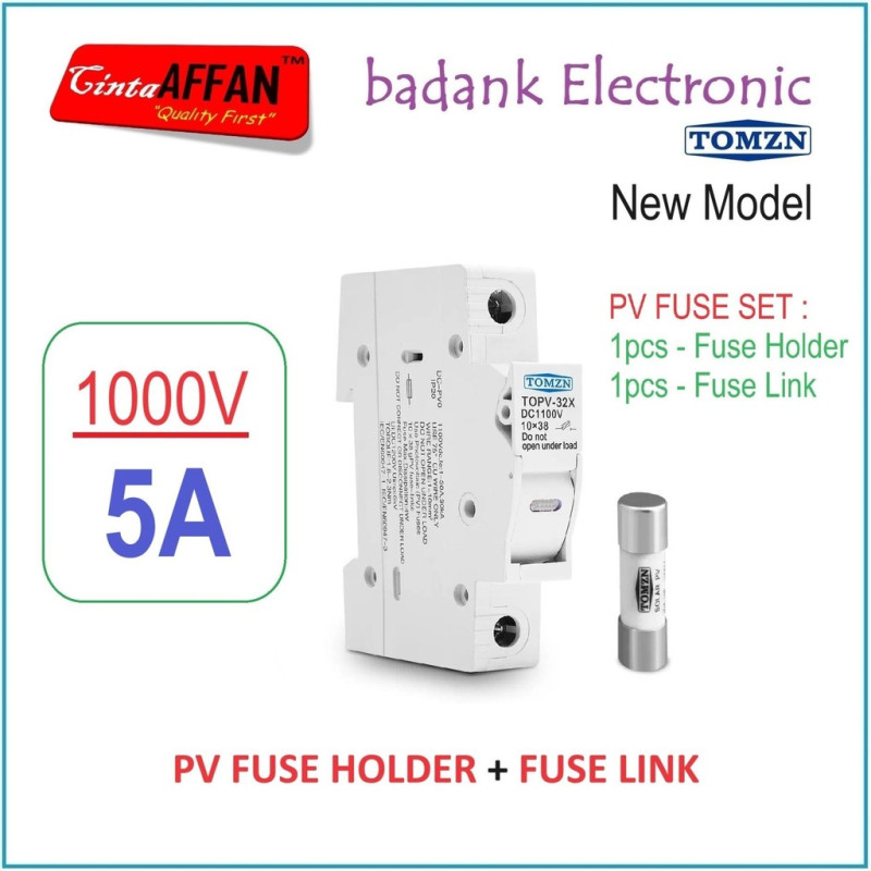 5A Solar PV Fuse Holder DC 1000V with Fuses 5A Solar Panel Surya