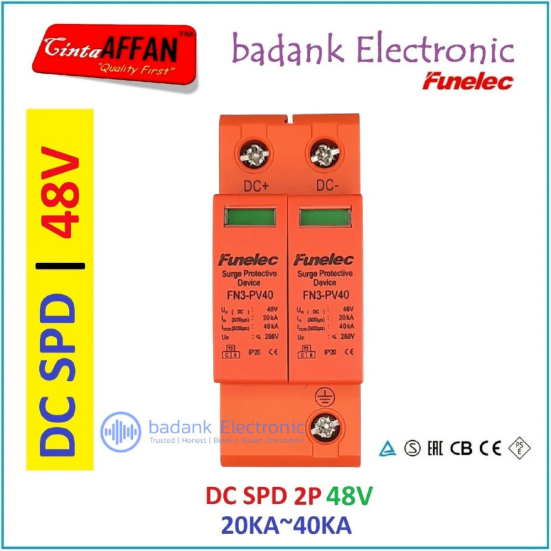 DC SPD 2P 48V 20-40KA Surge Arrester Surge Protect Device