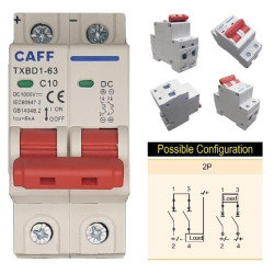 CAFF MCB DC 2P 1000V C6 6A Circuit Breaker Solar PV Panel Surya PLTS