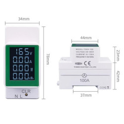 4-IN-1 DIN RAIL Electricity Power Meter 220V 100A Built-in Internal CT