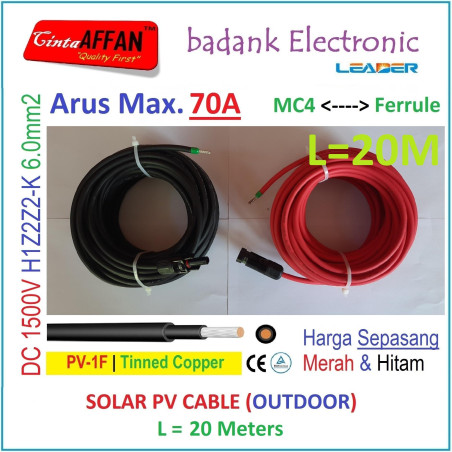 MC4 --- Ferrule PV Cable 1500V H1Z2Z2-K 6mm2 Tinned copper L20M