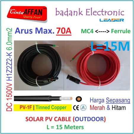 MC4 --- Ferrule PV Cable 1500V H1Z2Z2-K 6mm2 Tinned copper L15M