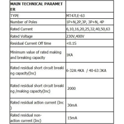 3-Phase RCBO C32 32A 400V 3PN Residual Current Leakage Circ. Breaker