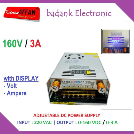 0-160V/0-3A Adjustable DC Power Supply with Display Volt Ampere