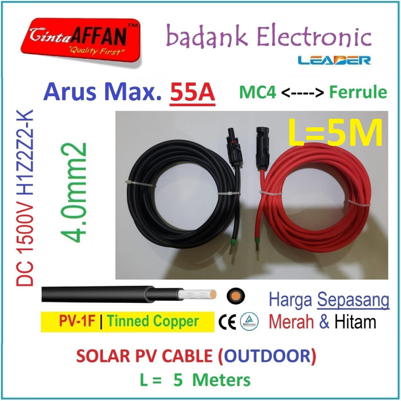 MC4 --- Ferrule PV Cable 1500V H1Z2Z2-K 4mm2 Tinned copper L5M